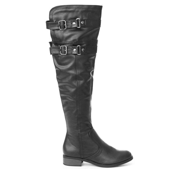 Soda Shoes - ride black over the knee boots